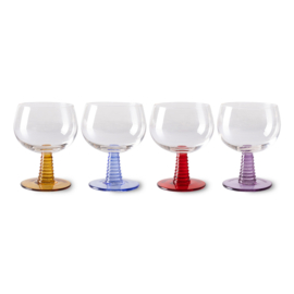 HK LIVING Swirl Wine Glass LAAG, Mixed Colours (Set Of 4)