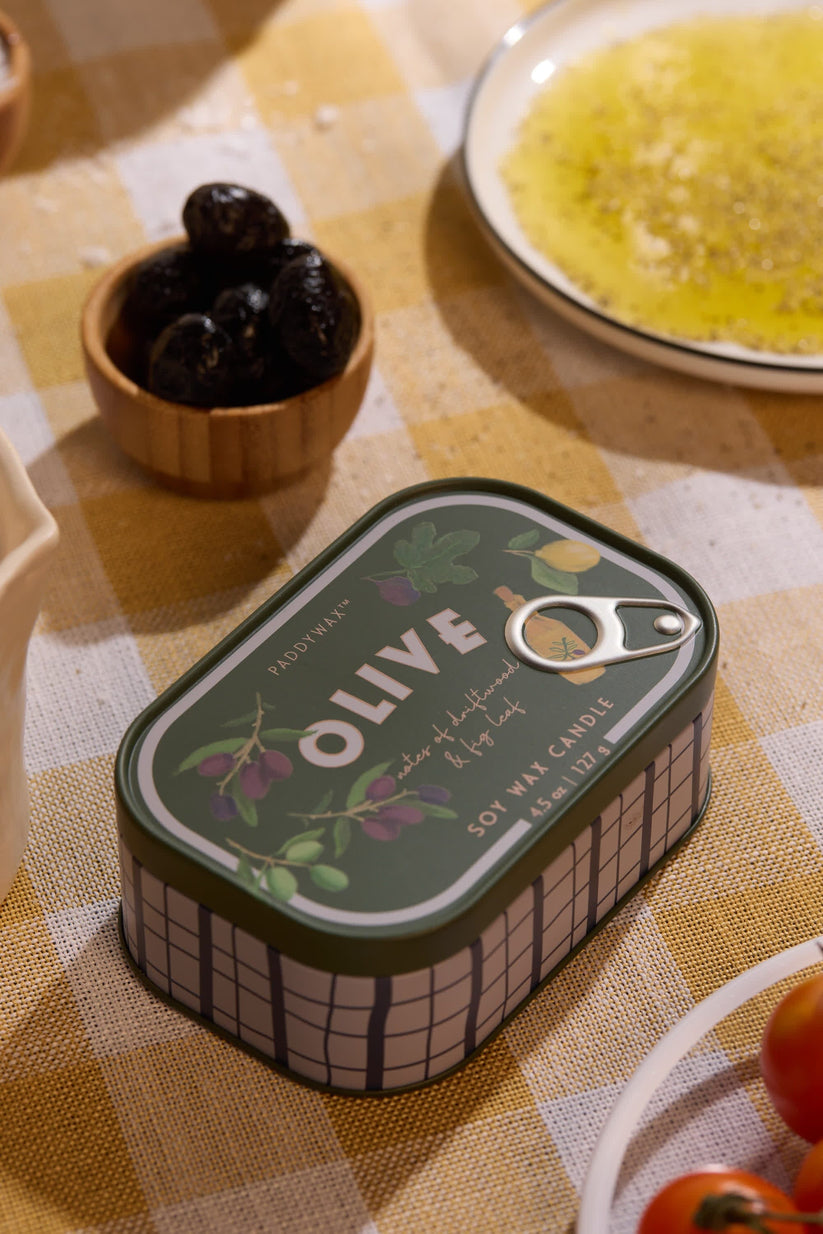 Bistro Olive Printed Tin Candle - Fig & Olive