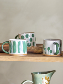 Linora Mug, green, Stoneware- set 3