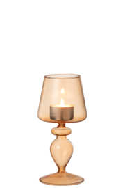 Kaarshouder Glas Licht Oranje Small