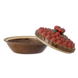Maehan ovenschaal met deksel, bruin & aardbeien