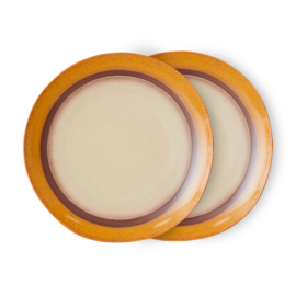 HK LIVING 70S Ceramics: dinerborden kokosnoot, set van 2