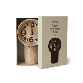 HK LIVING  Retro keramische klok Crème/bruin