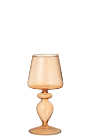 Kaarshouder Glas Licht Oranje Small