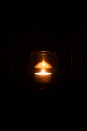 Kaarshouder Glas Licht Oranje Small