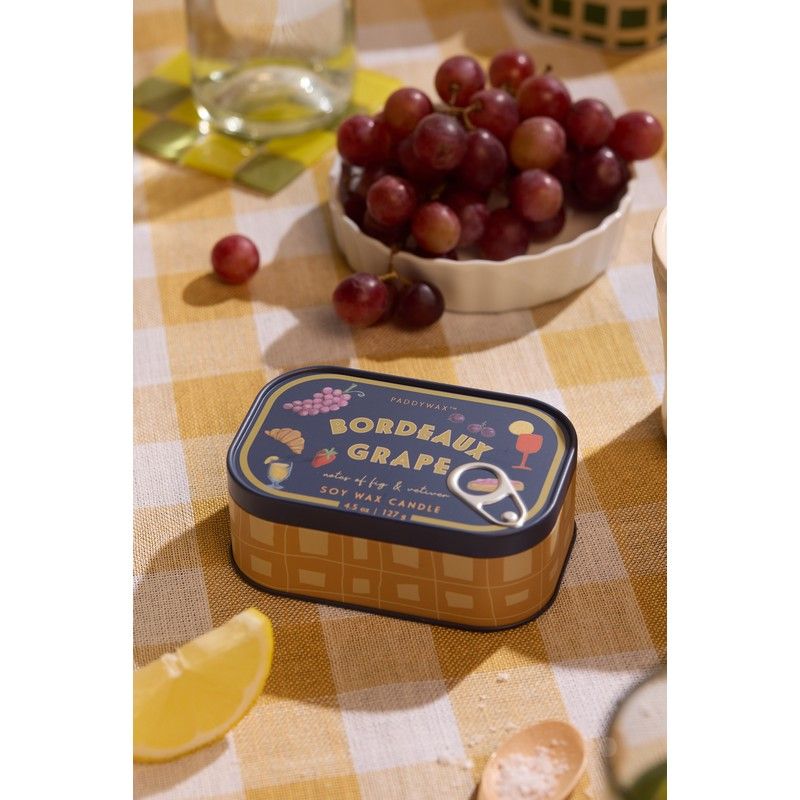 Bistro Grapes Printed Tin Candle - Bordeaux Grape