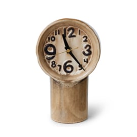 HK LIVING  Retro keramische klok Crème/bruin