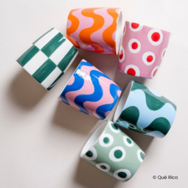 Qué Rico       MUG VALENTINA - roze/ orange golven