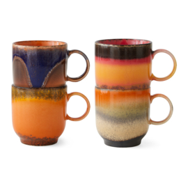 HK LIVING Beker 70S Ceramics: Coffee Mugs Brazil (Set Of 4)