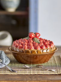Maehan ovenschaal met deksel, bruin & aardbeien