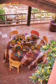 HK LIVING Vida check table cloth amber/burgundy (140x220cm)