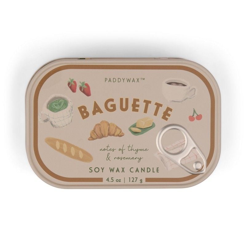 Bistro French Baguette Printed Tin Candle - Rosemary Thyme
