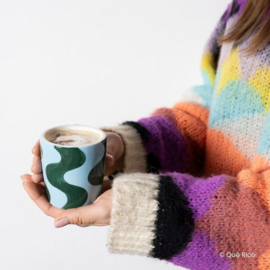 Qué Rico       MUG VALENTINA - roze/ orange golven