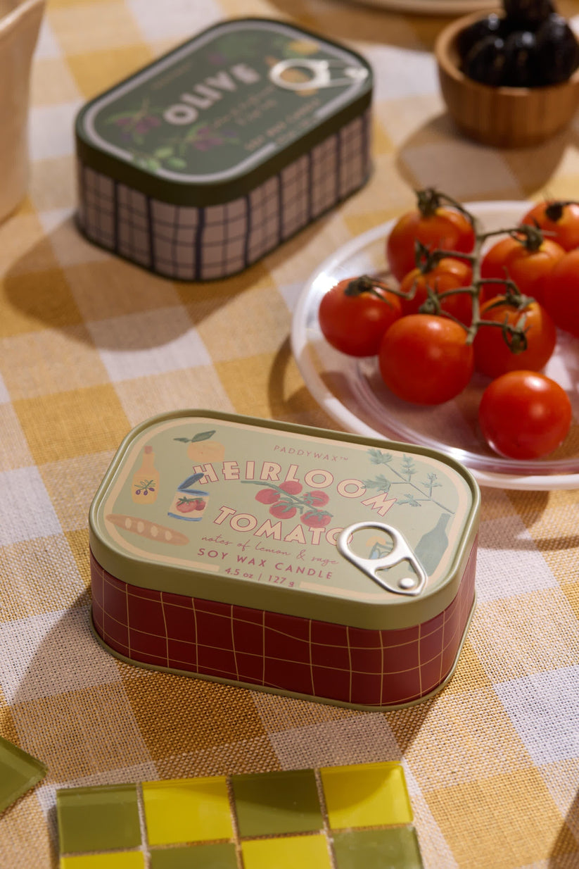 Bistro Tomato Printed Tin Candle - Heirloom Tomato