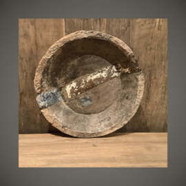 Oude houten schaal India | Ø 46 cm