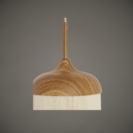 Hanglamp |  Houtprint Naturel + touw | Ø35 cm