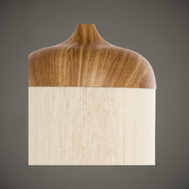 Hanglamp | Houtprint naturel + touw | Ø27,5x52 cm
