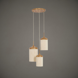 Hanglamp | Houtprint Naturel + touw | Ø35 cm