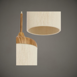 Hanglamp |  Houtprint Naturel + touw | Ø35 cm