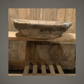 Oude houten schaal India | Ø 50 cm