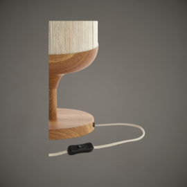 Tafellamp | Houtprint Naturel + touw | Ø23 cm