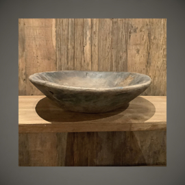 Oude houten schaal India | Ø 38 cm