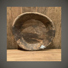 Oude houten schaal India | Ø 50 cm