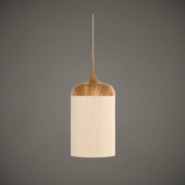 Hanglamp | Houtprint naturel + touw | Ø22x41,5 cm