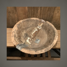 Oude houten schaal India | Ø 46 cm