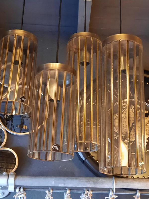 Hanglamp Glas en Bronskleurig