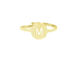 Ring - Initial in Round Goud