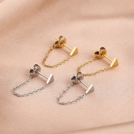 Oorbellen - Stud Chain Driehoek