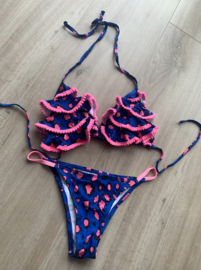 Bikini - Panter blauw/roze