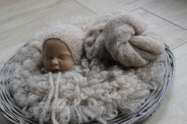 3 Delige newborn set brushed alpaca licht beige