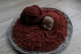 3 Delige newborn set brushed alpaca roest