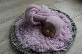 3 Delige newborn set brushed alpaca  poeder roze