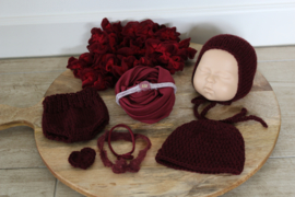 9 Delige newborn  set bordeax rood