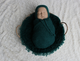 3 Delige newborn set brushed alpaca bosgroen