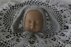 Newborn bunny bonnet melody alpaca lichtgrijs