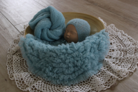 3 Delige newborn set brushed alpaca licht zeegroen