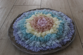 Ronde ruffle blanket brushed alpaca regenboog