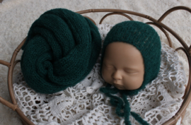 3 Delige newborn set brushed alpaca bosgroen