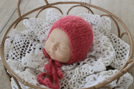 Newborn bonnet melody alpaca  roze