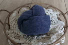 Gebreide wrap brushed alpaca denim blauw