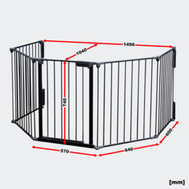 Haardscherm openhaardhek veiligheidshek kachel 300cm