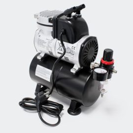 Airbrush compressor AF189 met waterafscheider en drukregelaar
