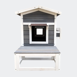 Kattenhuis met terras binnen/buiten hout