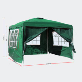 Tuintent partytent paviljoen 3x3m losse zijpanelen groen