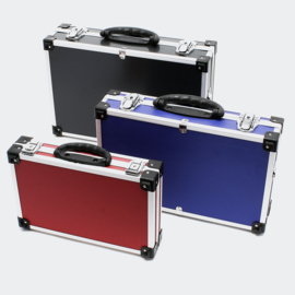 Kofferset in aluminium gereedschapskisten zwart blauw rood