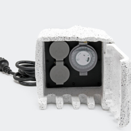 Tuinstopcontact met 2 contactdozen + timer IP44 Stone Design 1,5m kabel